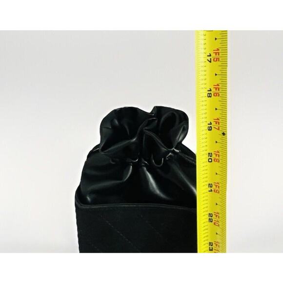 Quilted Mini Drawstring Shoulder Bag Black Pouch Gold Chain Crossbody - Picture 7 of 16